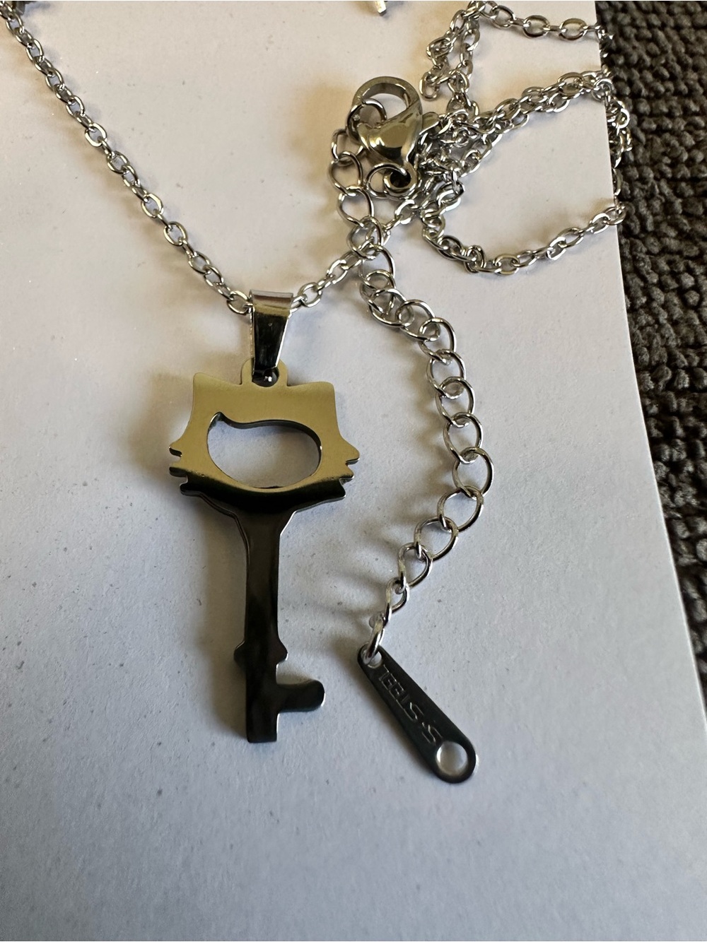 Unk Two-Tone Cat Key Pendant Necklace - Silver & Black